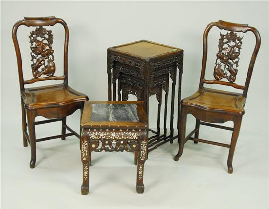 Appraisal: COLLECTION OF CHINESE CARVED HARDWOOD FURNITURE early th century including