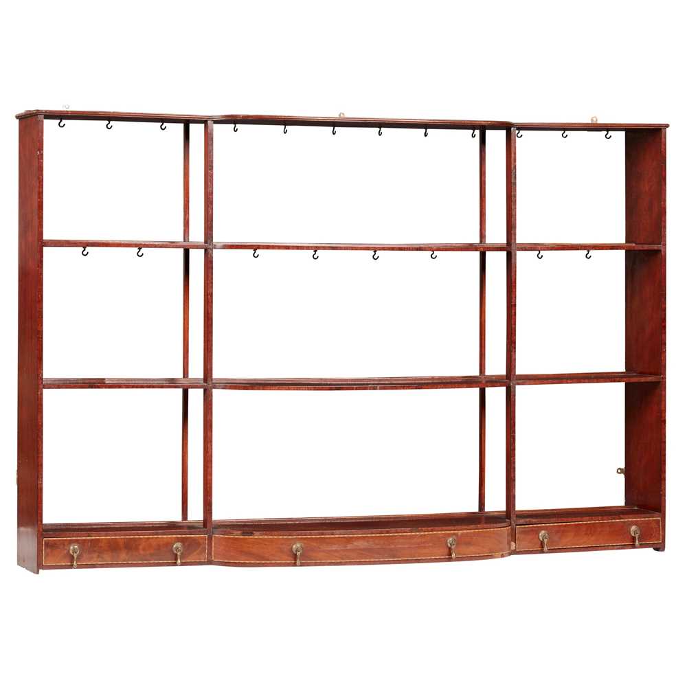 Appraisal: GEORGIAN MAHOGANY BANDED HANGING SHELVES LATE TH EARLY TH CENTURY