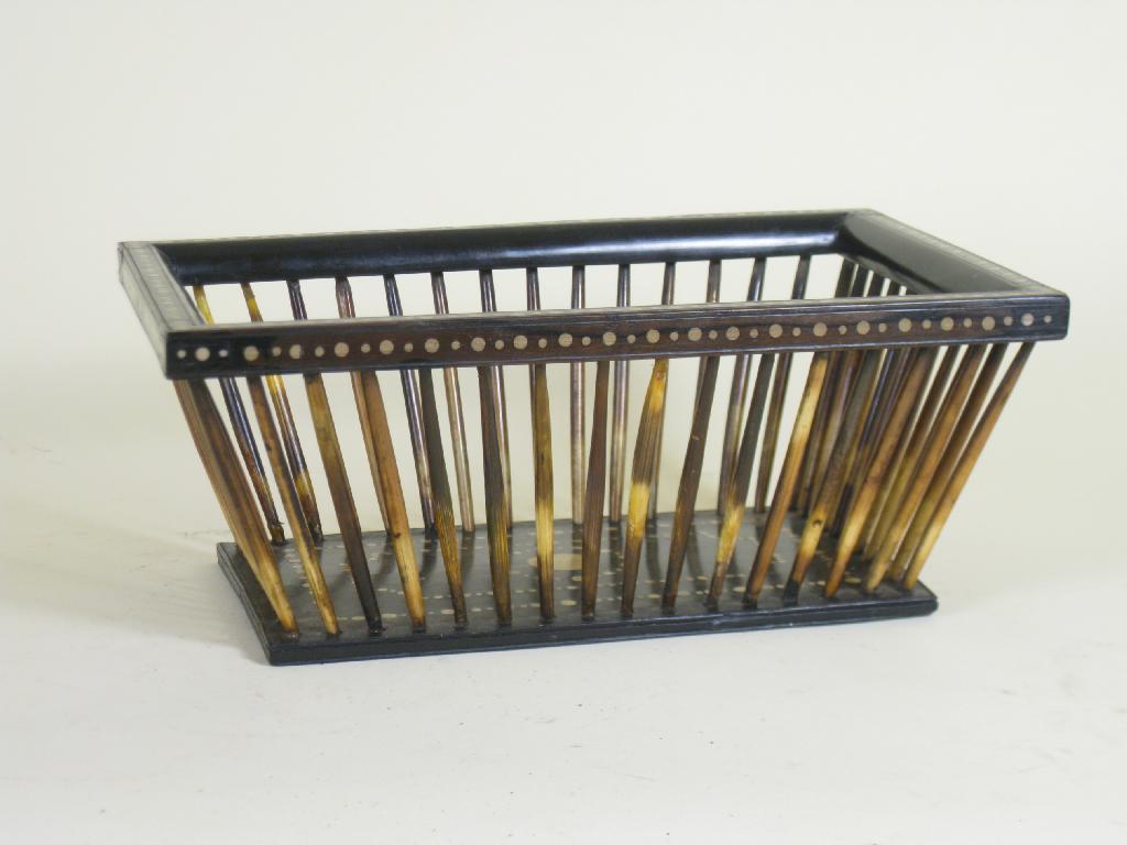 Appraisal: A th Century Indian quill Bread Basket of rectangular form