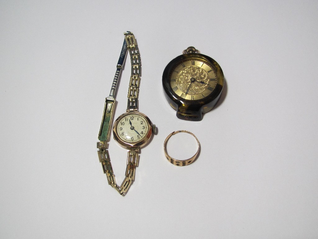 Appraisal: A ct gold fob watch a ladies gold wrist watch