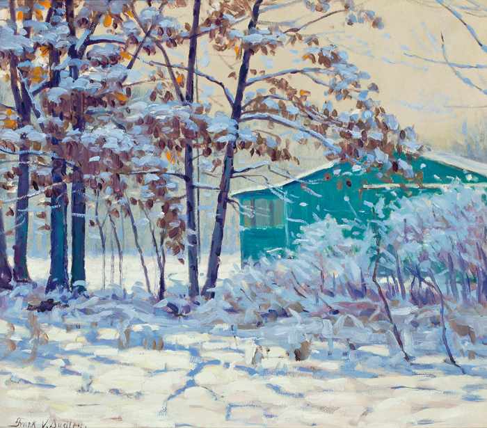 Appraisal: FRANK VIRGIL DUDLEY American - ''Winter's Mantle'' oil on canvas