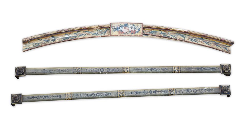 Appraisal: THREE GEORGIAN POLYCHROME PELMETS LATE TH EARLY TH CENTURY comprising