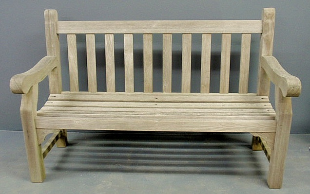 Appraisal: Oriental teakwood garden bench h x w x d seat