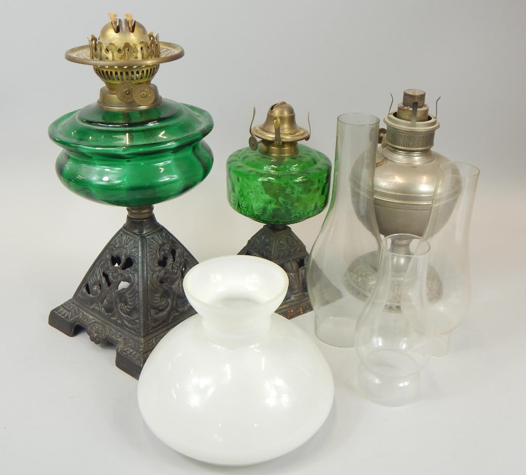 Appraisal: Various oil lamps to include two Victorian examples with cast