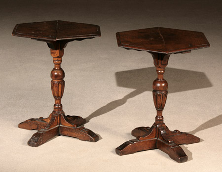 Appraisal: Two Similar James I-II Oak Stands Composed of th Elements