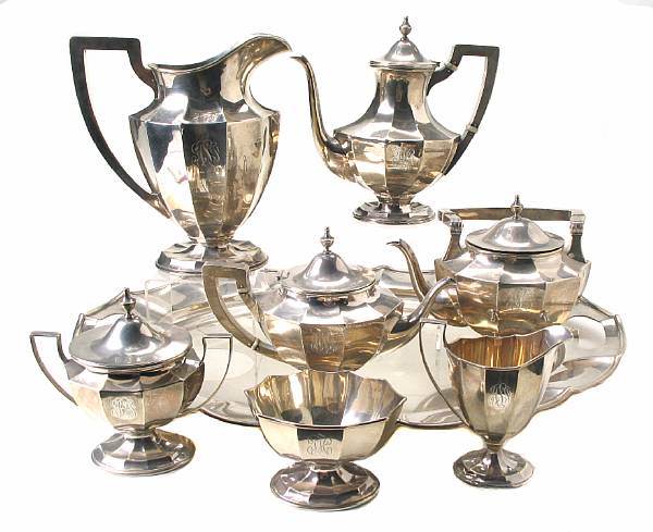 Appraisal: A sterling six piece tea and coffee set with matching