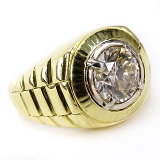 Appraisal: Man's Approx Carat Round Brilliant Cut Diamond and Karat Yellow