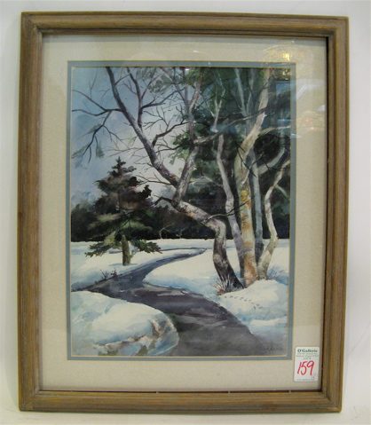 Appraisal: TWO AMERICAN WINTER LANDSCAPE WATERCOLORS Bill Harrison watercolor and gouache