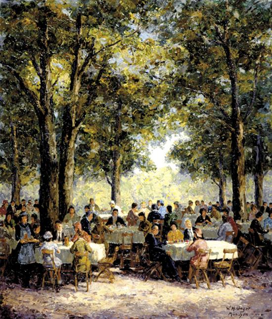 Appraisal: Wolfgang Heinz Unger German b GARDEN PARTY oil on canvas