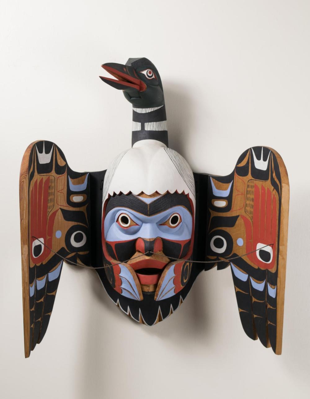 Appraisal: CHIEF LELOOSKA CARVED AND PAINTED CEDAR TRANSFORMATIONAL MASK Kwakwaka'wakw Tribe