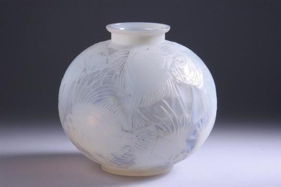 Appraisal: LALIQUE POISSONS VASE Circa etched Lalique France mark no Opalescent