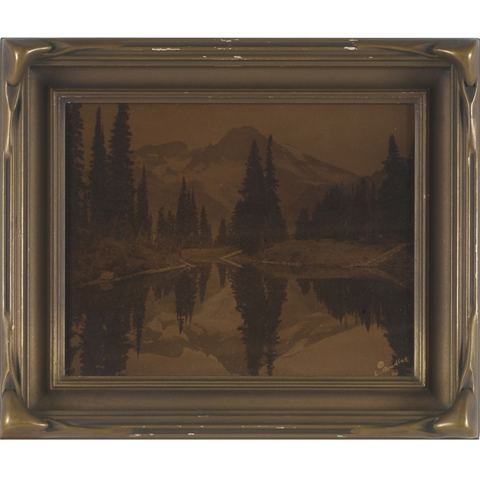 Appraisal: L Bradley orotone c Mt Rainier signed and dated lower