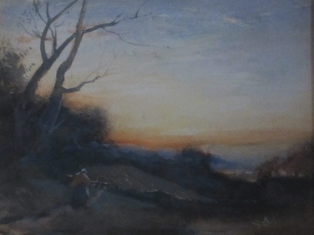 Appraisal: ROBERT BUCHAN NISBET RSA RSW - WINTER SUNSET Watercolour signed