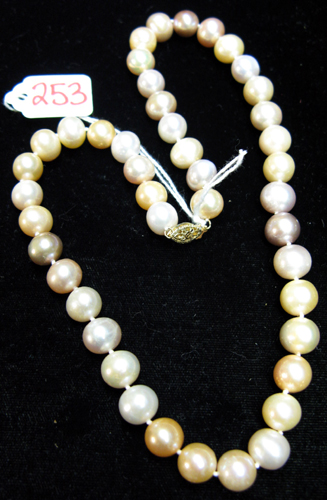 Appraisal: MULTI-COLOR PEARL PRINCESS LENGTH NECKLACE Mixed pink white purple and