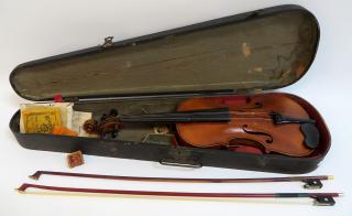 Appraisal: Antique Violin With Bows Antique Violin With Bows Dimensions Violin