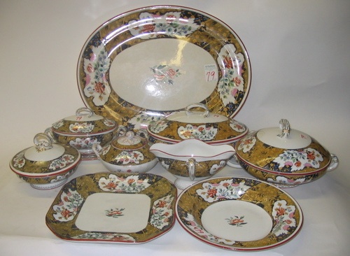 Appraisal: A PIECE ENGLISH MINTONS PORCELAIN DINNER SET colorful floral band