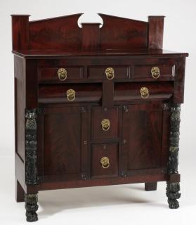 Appraisal: American Empire mahogany chest h American Empire carved mahogany chest