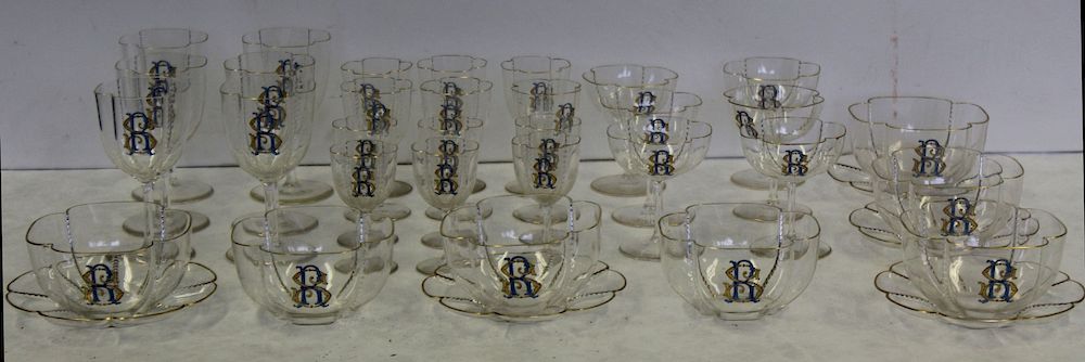 Appraisal: Lot Of Possibly Moser Or Murano Glasses and Bowls With