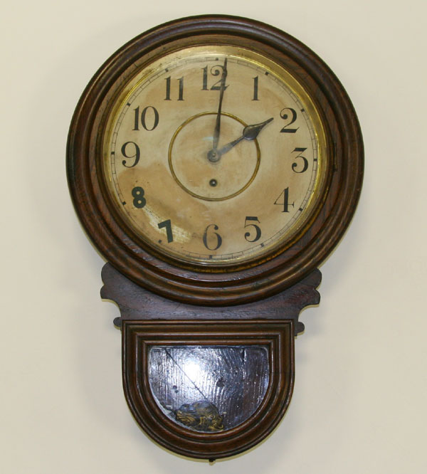 Appraisal: Oak Waterbury school clock H Case in good condition wear