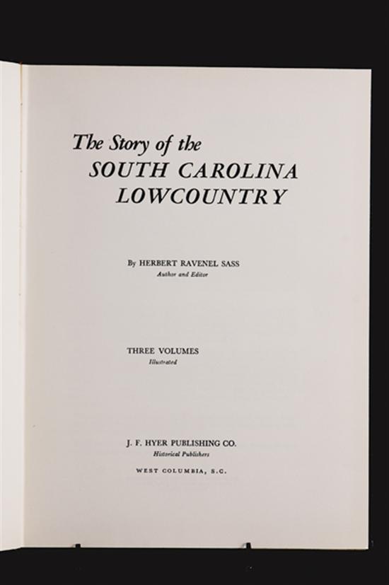 Appraisal: vols books South Carolina lowcountry Sass Herbert Ravenel THE STORY