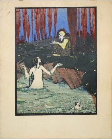 Appraisal: HARRY CLARKE - IRELAND MIXED MEDIADRAWING ON GOODALL BRISTOL BOARD