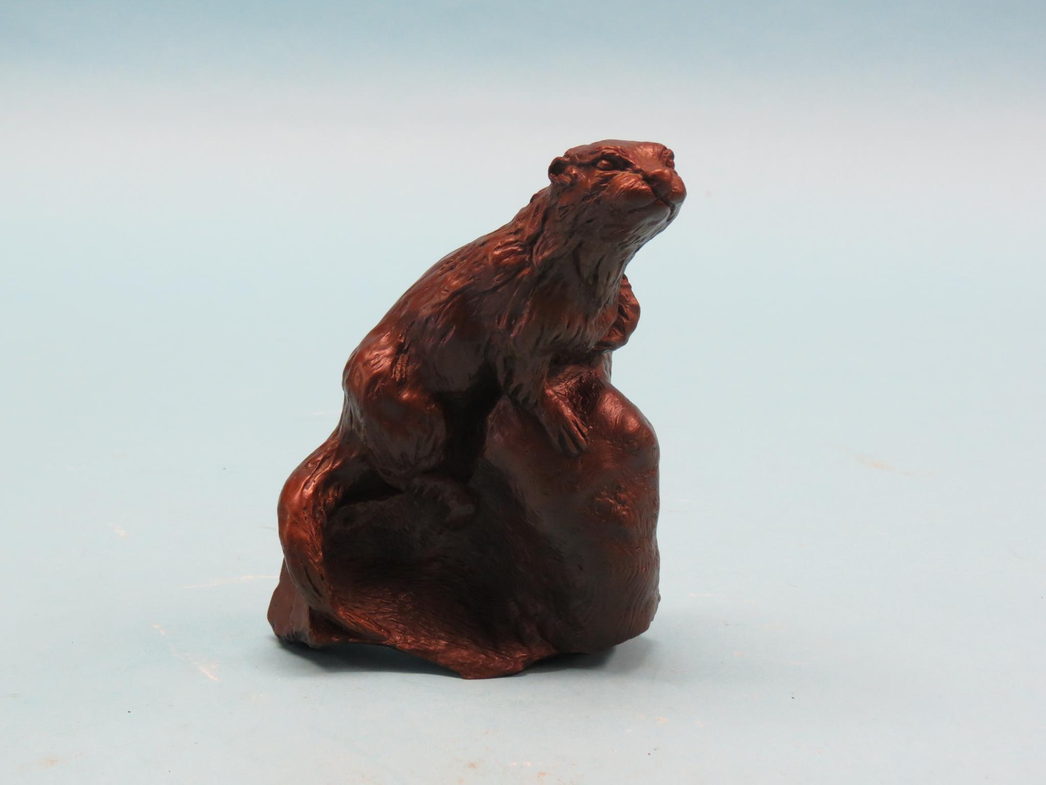 Appraisal: Barbara Stride - modern bronze animalier an otter nut-brown patination