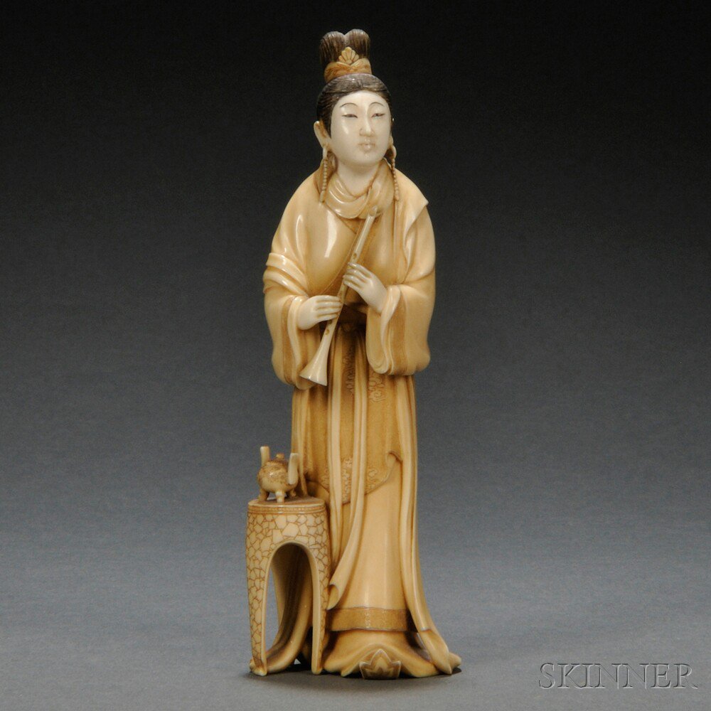 Appraisal: Ivory Okimono of a Female Immortal Japan th century standing