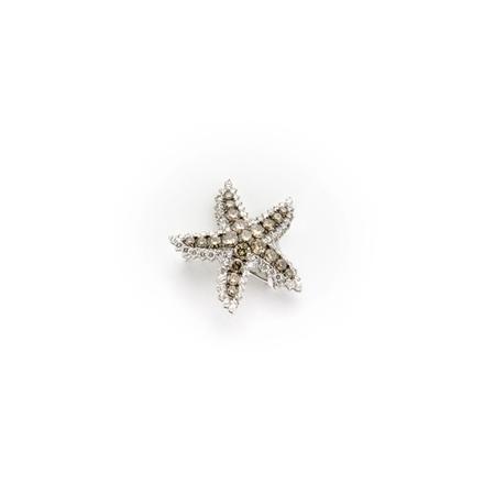 Appraisal: Diamond and Brown Diamond Starfish Clip-Brooch Estimate -