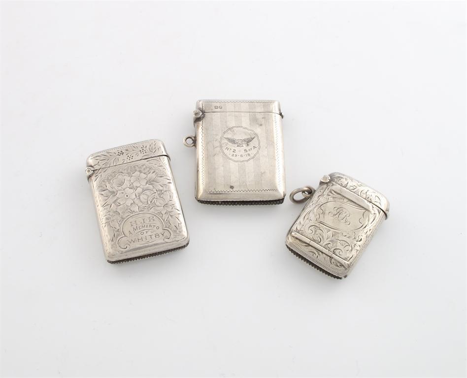 Appraisal: A small collection of three silver vesta cases