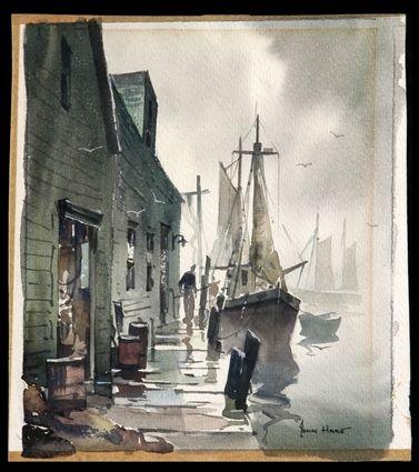 Appraisal: JOHN HARE CAPE COD WATERFRONT Watercolor on paper x in