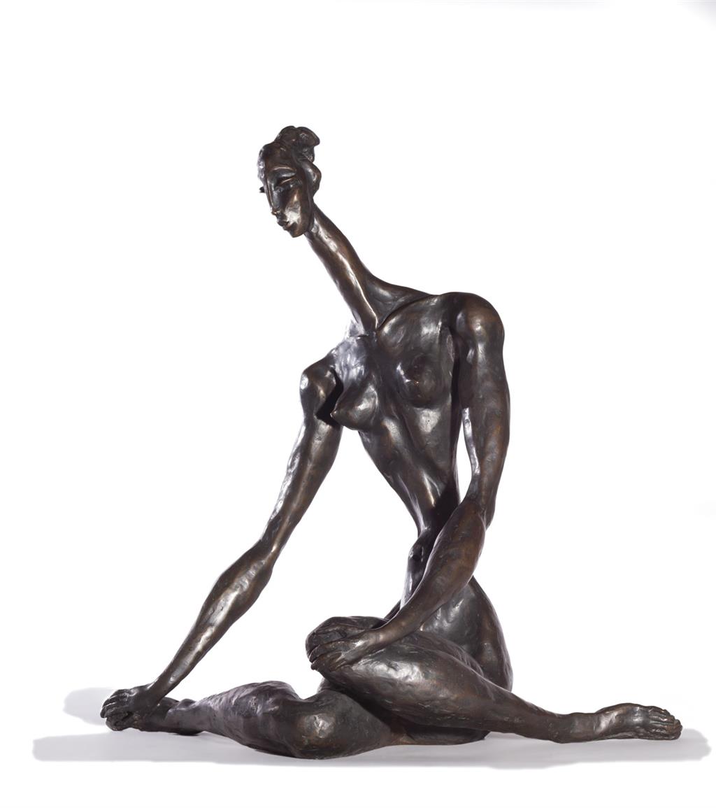 Appraisal: DORIS CAESAR American - Seated Nude bronze signed at base