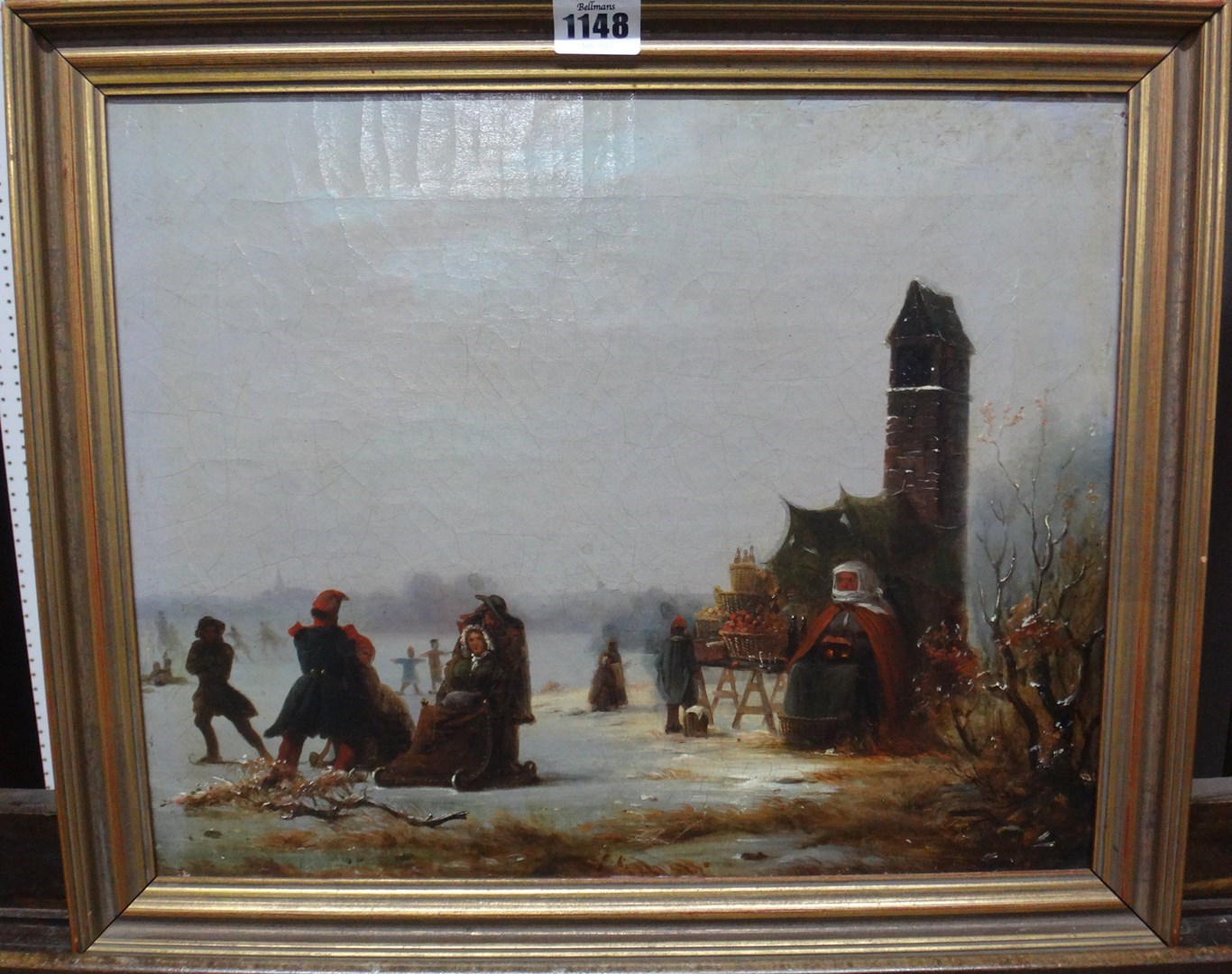 Appraisal: Dutch School th century Skaters on a frozen winter lake