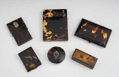 Appraisal: A Collection of Tortoise Shell Cases Including a rectangular card