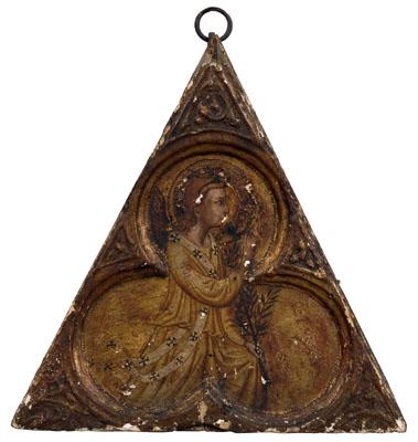 Appraisal: th century Florentine panel trefoil arch with a kneeling angel