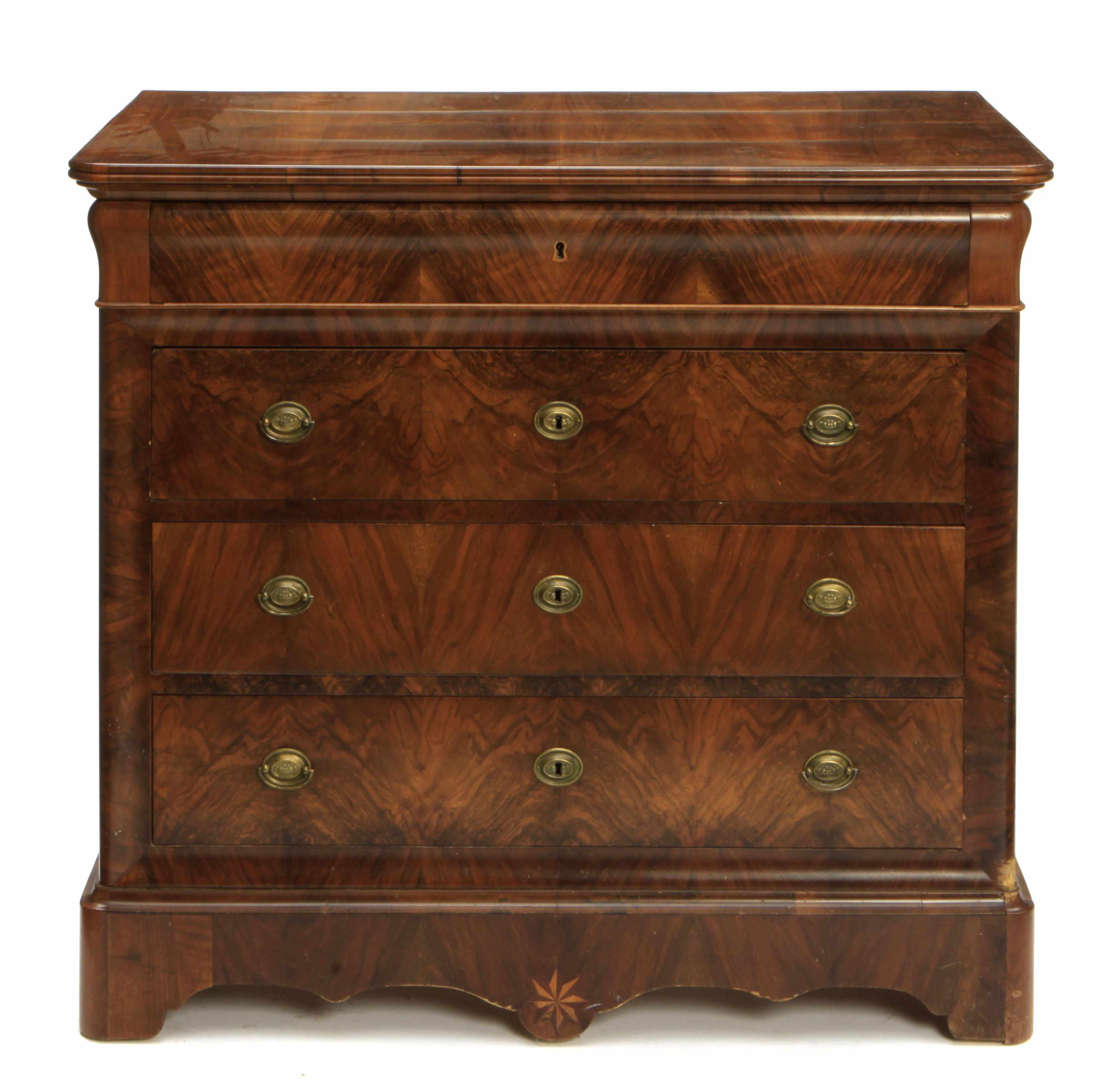 Appraisal: A Biedermeier walnut chest of drawers first quarter th centuryheight