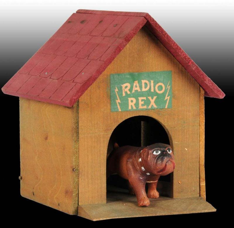 Appraisal: Celluloid Wood Radio Rex Toy Description Includes original box and