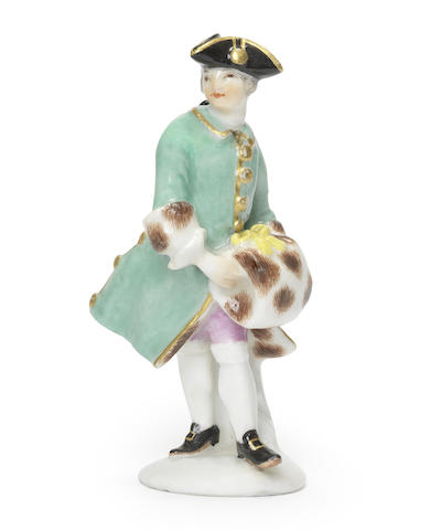 Appraisal: A Meissen miniature figure of a courtier circa Wearing a