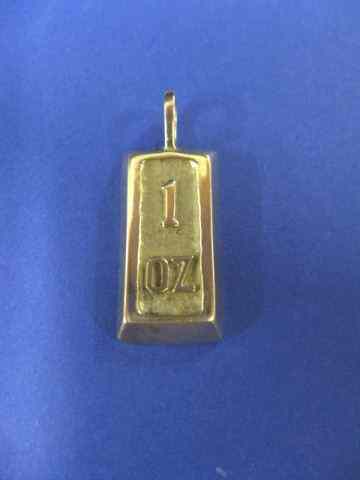 Appraisal: k Gold '' ounce'' Ingot Pendant - '' x ''