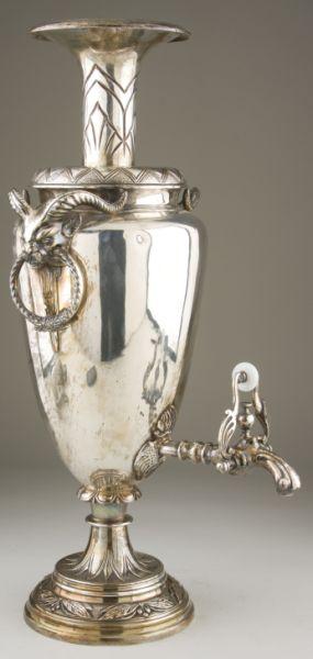 Appraisal: English Silverplate Samovar underside of papyrus-form lid boldly marked W