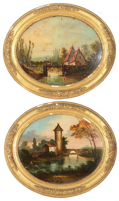 Appraisal: th Century Italian SchoolA pair of Italian landscapes showing a