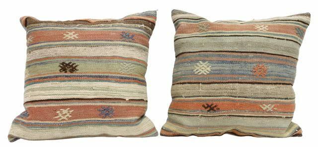 Appraisal: pair Decorative throw pillows front fashioned from Kilim rugs fabric