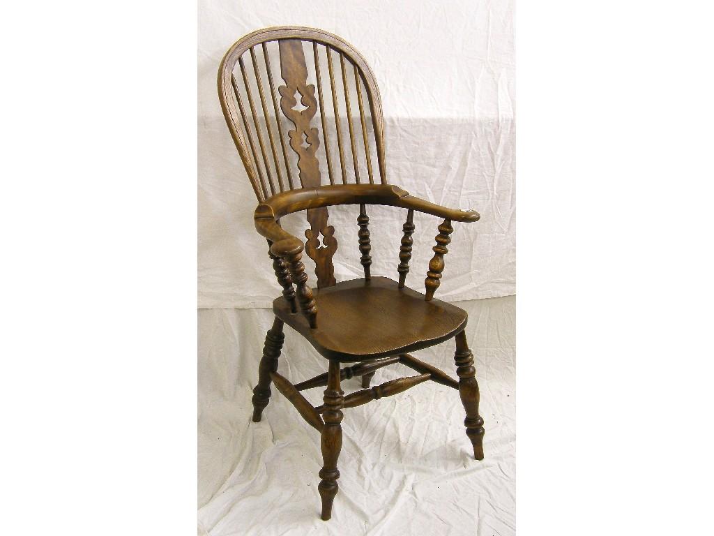 Appraisal: Antique style Windsor armchair the spindle back with pierced vase