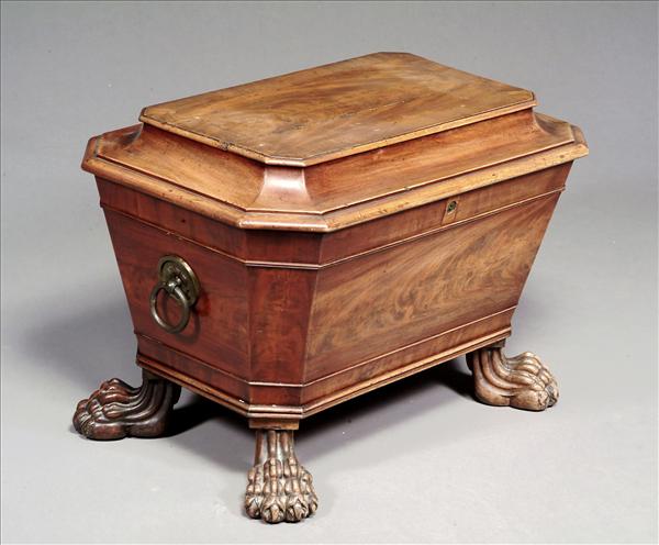 Appraisal: A William IV mahogany cellaret circa of sarcophagus form the