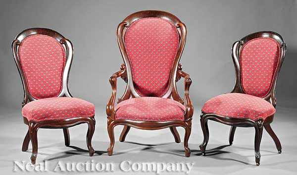 Appraisal: An American Rococo Carved Rosewood and Laminated Parlor Suite c