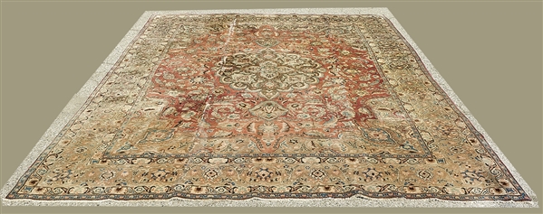 Appraisal: Persian Kashan rug with central medallion x approx