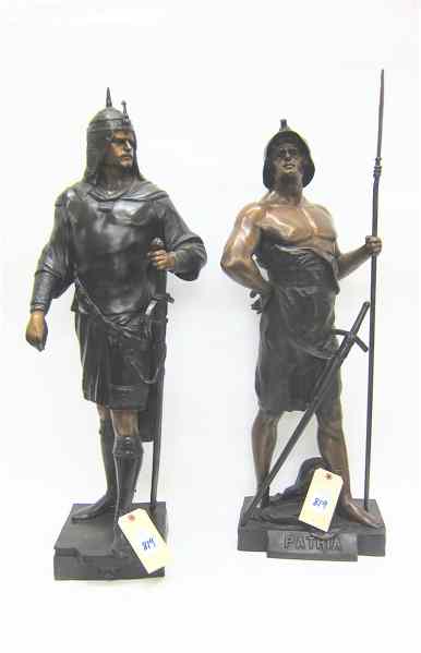 Appraisal: TWO BRONZE SOLDIER FIGURES after Emile Louis Picault French -