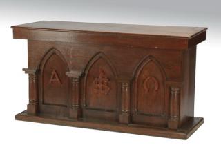 Appraisal: Gothic Revival style carved console w Gothic Revival style console