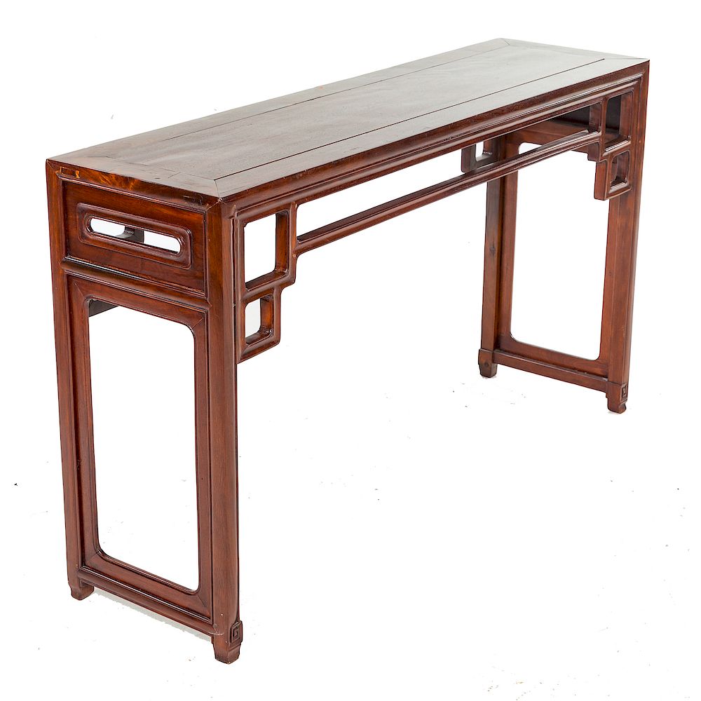 Appraisal: Chinese hardwood alter table th century framed panel top with