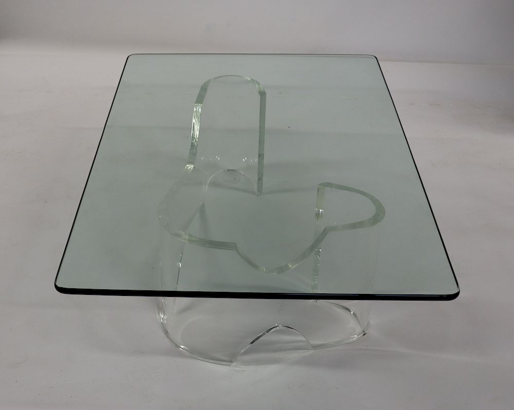 Appraisal: MIDCENTURY Lucite Coffee Table With Glass Top Nice heavy quality