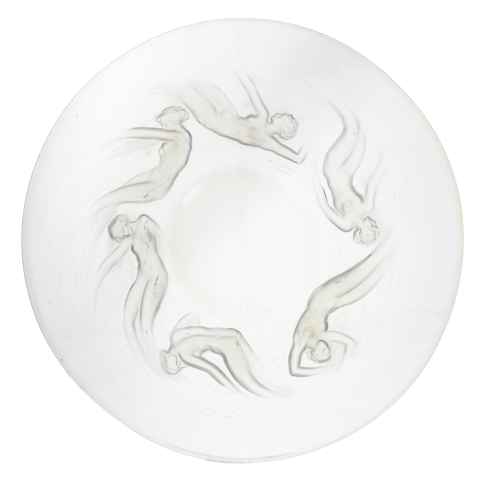 Appraisal: LALIQUE CRYSTAL ONDINES PLATE Circa s opalescent crystal plate with